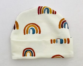 Rainbow - Organic - Baby, Toddler & Childrens Beanie Hat - Handmade - UK - Newborn - Baby Gift - girls - boys - gender neutral - Baby Shower