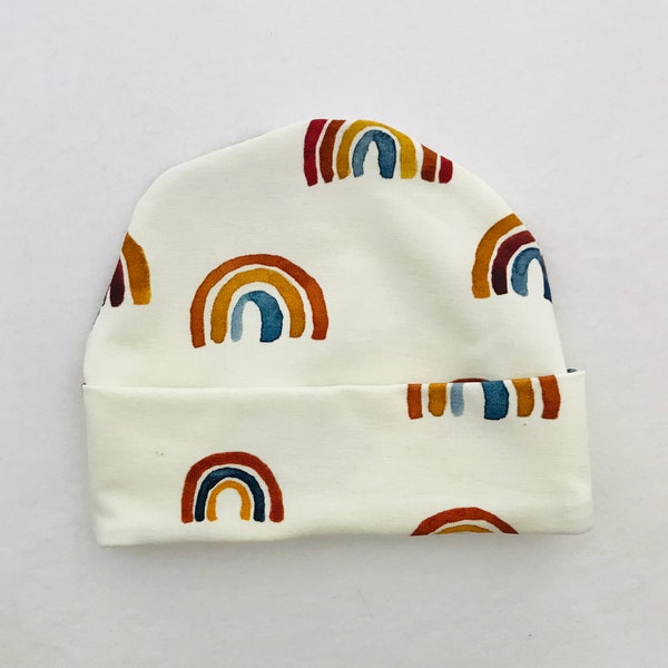 Rainbow - Organic - Baby, Toddler & Childrens Beanie Hat - Handmade - UK - Newborn - Baby Gift - girls - boys - gender neutral - Baby Shower