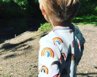 Rainbow - Handmade - Organic - Jersey - Baby, Toddler & Children's Jumper - Sweater - UK  - Unisex - 0-6 years - Kids - Gift