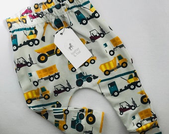 Digger - Construction - Handmade - Organic - Baby, Toddler & Children's Leggings - UK - Baby  - Newborn - 0-6 years - Vehicles - Gift