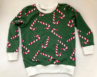 Organic Christmas Candy Cane - Baby & Toddler Jumper - Sweater - Handmade in the UK - Holidays - Festive - Xmas - 0-6 years - Unisex