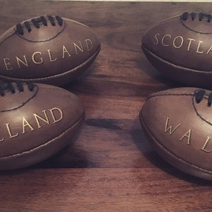 Mini Personalised Vintage style Leather American Football / Rugby ball