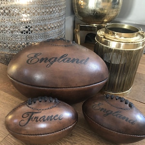 Mini traditional leather Rugby ball.