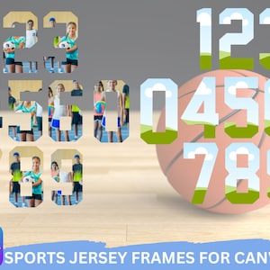 Sports Jersey Number Font Canva Frame Templates- Customize in Canva