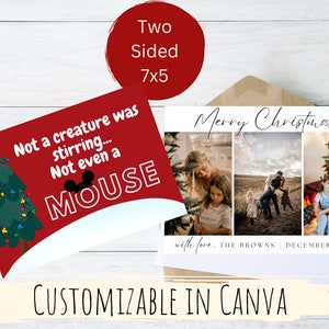 Mouse Christmas Card Digital Template | Customize with Canva | 7x5