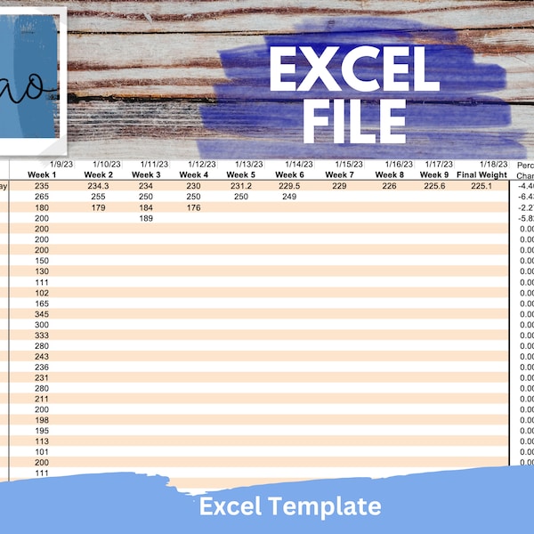 Weight Loss Competition Tracker Excel Template | Company Biggest Loser Challenge | Automatic Weight Loss Percentage and Ranking