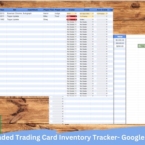 Gestionnaire d'inventaire de cartes à collectionner gradué | Modèle de feuilles Google | Base-ball | Pokémon | Football | Hockey | Basket-ball