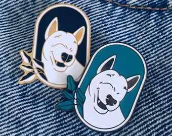 Winking Bull Terrier pin - Smiling Bull Terrier -  Bullterrier jewelry - Bull Terrier gift - Bull Terrier Lapel pin - Bull terrier art