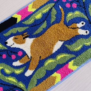 Bull Terrier rug, Punch needle wall hanging, Embroidery wall art, Fiber art, Wall Hanging, one-of-a-kind punch needle tapestry