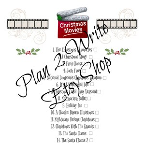 Printable Christmas Movie List for Classic Happy Planner