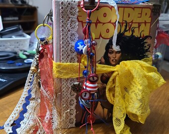 Wonder Woman Junk Journal - (hand made journal from Comic Book)