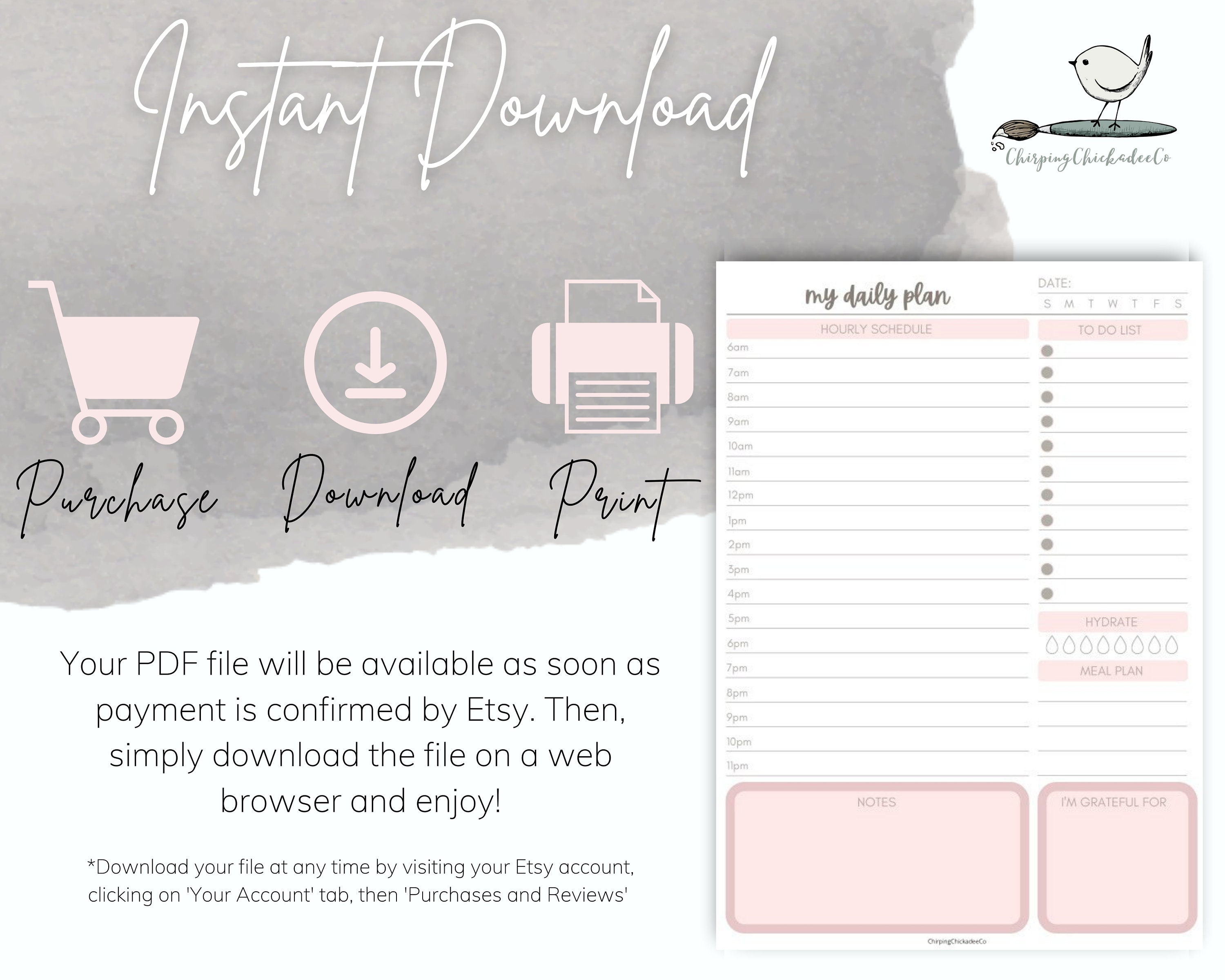 Daily Planner Printable PDF Instant Download Minimalist - Etsy