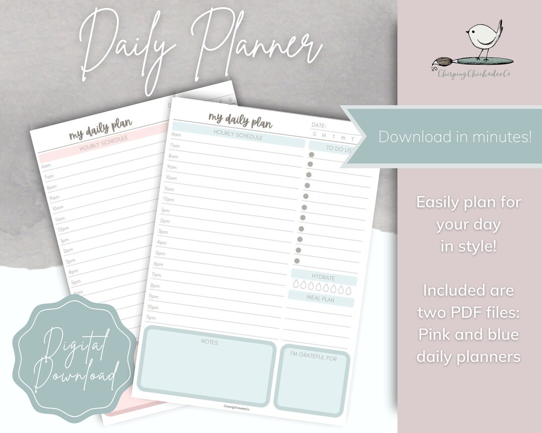 Daily Planner Printable PDF Instant Download Minimalist Planner - Etsy