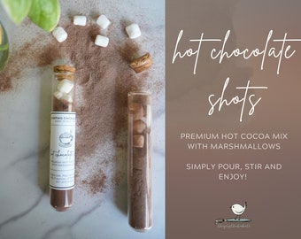 Shot de chocolat chaud | Bas de Noël | Cadeau pour professeur | Mélange de cacao gastronomique | Cadeaux personnels | Fête des Fêtes | Menthe poivrée | Chocolat blanc