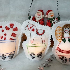 Een Santa Claus Trein ITH 10x10 13x18 Borduurbestand Advent Borduurpatroon Kerst