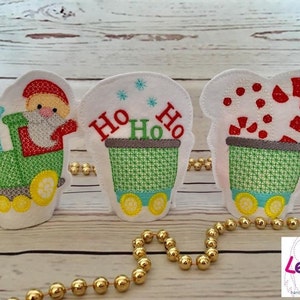 A colorful Santa Claus train embroidery file advent embroidery pattern Christmas LED