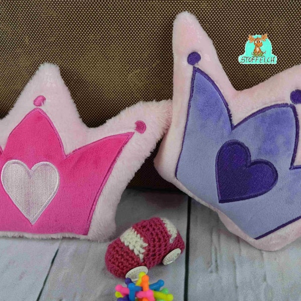 A Crown Pillow 20x30 ITH Embroidery File Embroidery Pattern Embroidering Cuddly Pillow Princess Fairy Tale