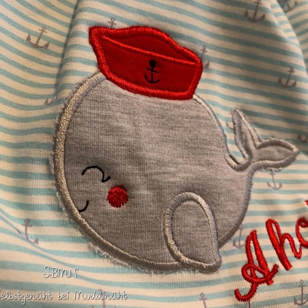 Whale Application 4 Size Embroidery File Embroidery Pattern Sea Maritime