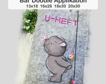 Bear Emilia applique 10x10 13x18 16x26 18x30 and 20x30