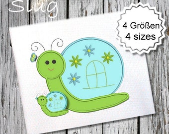 A Schnecke  4 Größen - Applikation Stickdatei Stickmuster sticken Satin Tier