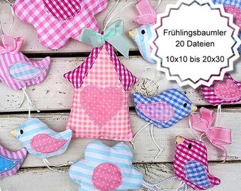 A Frühlingsbaumler ITH 10x10 bis 20x30 versch. Größen  Stickmuster Stickdatei sticken Deko Anhänger Baumler