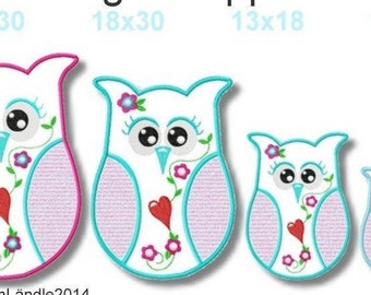 A Owl Hildegard Application 4 Sizes Embroidery File Embroidery Pattern Grete vom Ländle