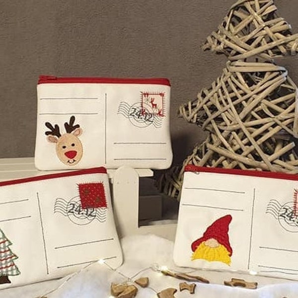 Christmas bags RV 13x18 embroidery file Advent embroidery Christmas ITH embroidery pattern