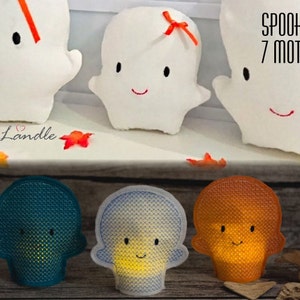 A Spooky Ghost - Embroidery file - Ith- LED cover - Doodle Embroidery pattern embroidered cuddly toy LED lamp