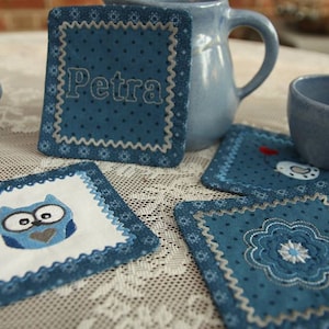 A Mug rug Kleine Motive ITH Stickmuster Stickdatei sticken 10x10