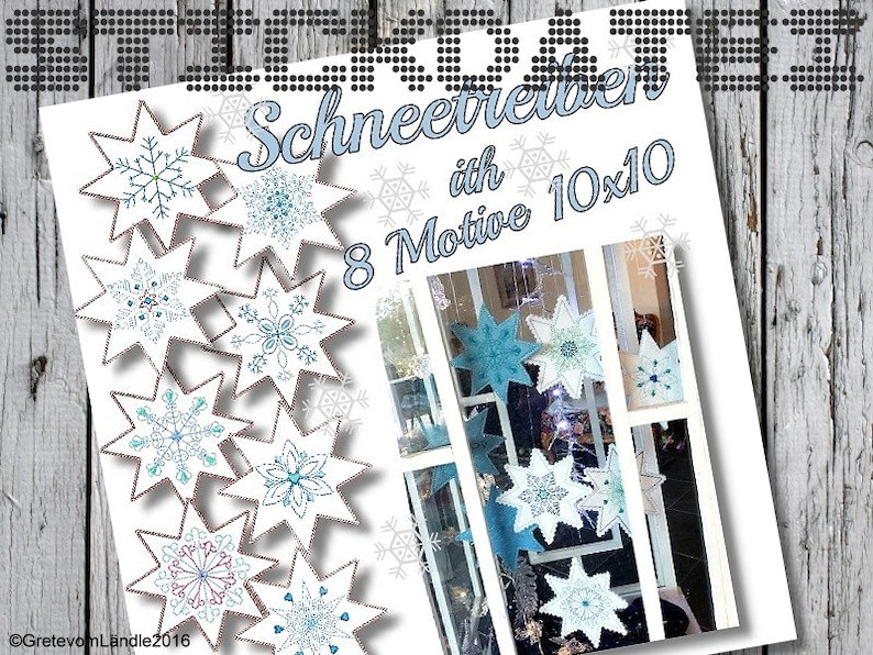 A Schneeflocken 10x10 Anhänger ITH Stickdatei Stickmuster sticken Weihnachten Advent Bild 3