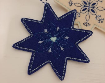 A snowflakes 10x10 pendant ITH embroidery file embroidery pattern Christmas Advent