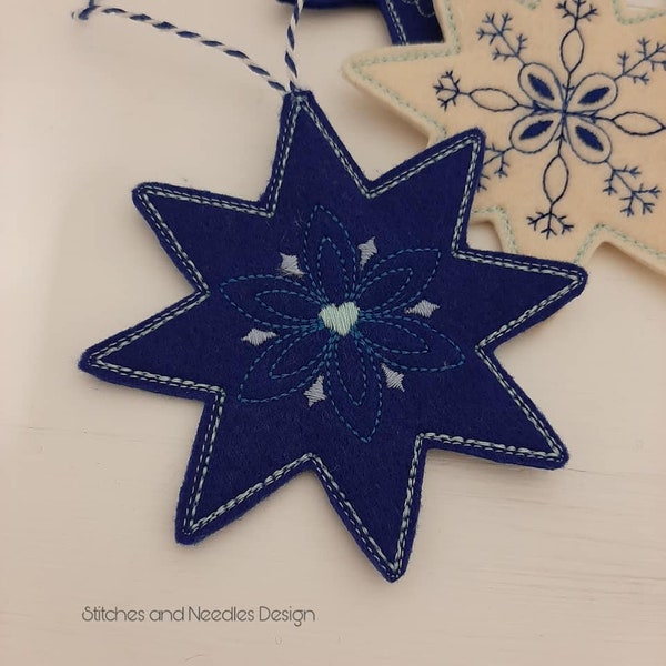 A snowflakes 10x10 pendant ITH embroidery file embroidery pattern Christmas Advent