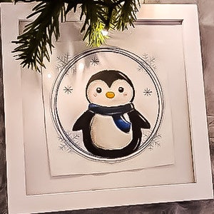 A Pinguin versch. Größen Stickdatei sticken Stickmuster Winter Rahmen Doodle Applikation