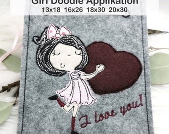 Girl applique 13x18 16x26 18x30 and 20x30