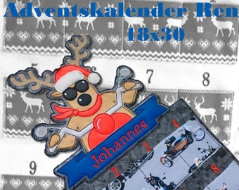 Advent calendar system reindeer complete 18x30 ITH winter stars embroidery file embroidery pattern