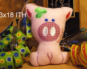 Un cerdo Ith 13x18 Archivo de bordado Patrón de bordado Bordado Cerdo de la suerte
