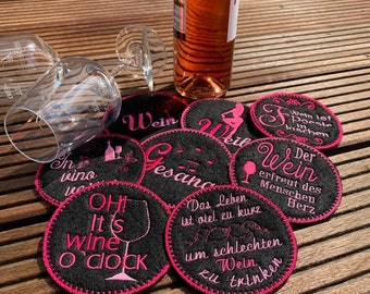 Coaster wine lover ITH10x10 embroidery file embroidery pattern embroider wine sayings