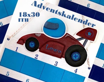 Adventskalender System Auto Komplett 18x30 ITH Winter Sterne Stickdatei Stickmuster sticken Nikolaus