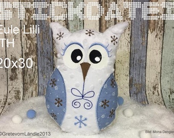 Owl ITH 20x30 Lilli Archivo de bordado Patrón de bordado