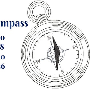 May include: A black and white line drawing of a compass with the words "Kompass" and sizes 10x10, 13x18, 14x20, and 16x26.