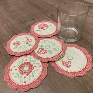 A Crochet Roses Cover Holder ITH 10x10 embroidery file Embroidery pattern embroider crochet doilies