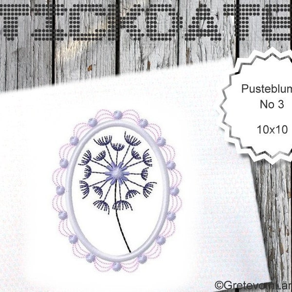 A Pusteblume No 3 Dandelion 10x10 Embroidery File Embroidery Pattern Grete vom Ländle Bag