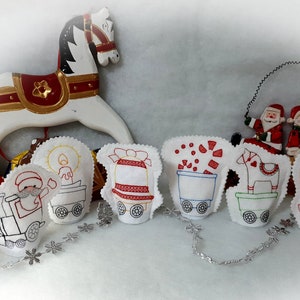 A Santa Claus Train ITH 10x10 13x18 Embroidery File Advent Embroidery Pattern Christmas
