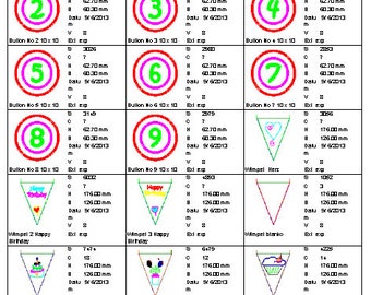 A Geburtstagswimpel 13x18 ITH Stickdatei sticken Stickmuster Zahlen Applikation Wimpel Geburtstag