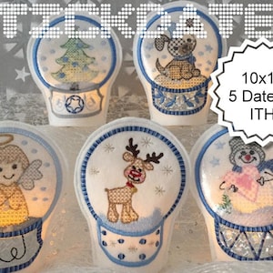 Snow globe ITH 10 x 10 cm embroidery file Advent embroidery pattern Christmas