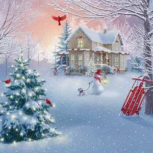 Box of &#39;Home for Christmas&#39; Christmas Cards - 15 Cards / 16 Foil Lined Envelopes