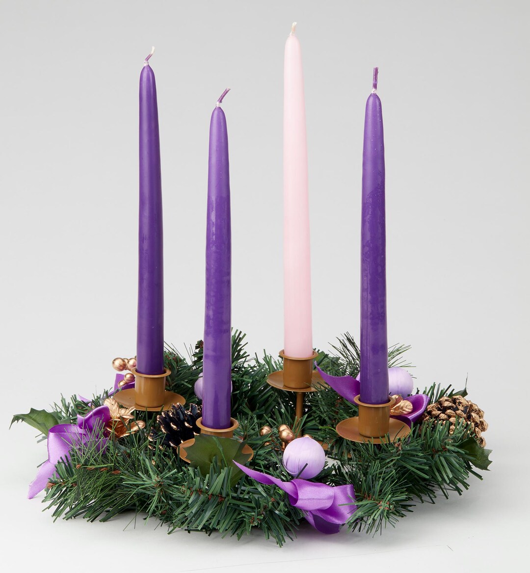 Purple Ribbon Advent Wreath and Advent Candle Set - Etsy