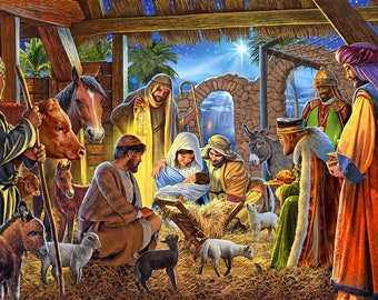Box of Joyous Nativity Christmas Cards - 15 Cards / 16 Foil Lined Envelopes