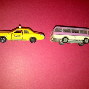 Tomica 1970&#39;s 1/64th die cast Taxi and Bus  Fair condition