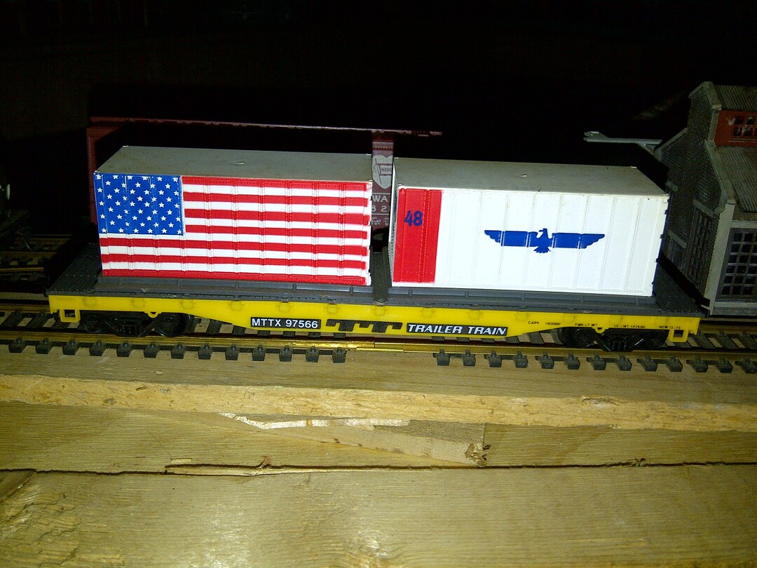 Ho Train Car 50'flat Car APL With Containers Pre-owned Good Condition ...